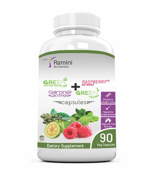 Raspberry Ketones With Green Coffee Bean, Garcinia Cambogia And Green Tea - 90 Veg Capsules